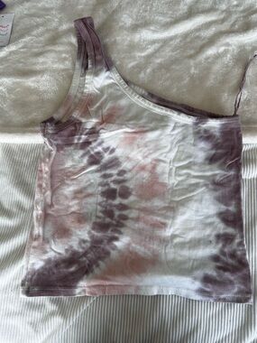 American Eagle Outfitters One-Shoulder Tie-Dye Tank Top - Pink & Purple